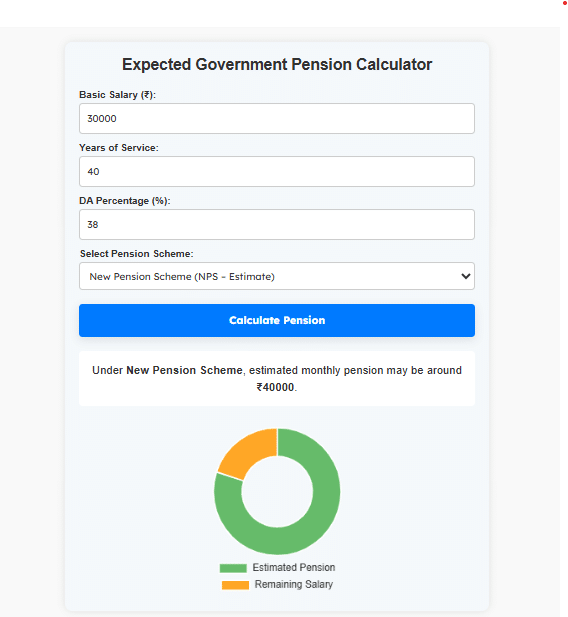 Government Pension Calculator Tool